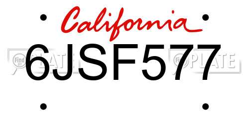6JSF577 California License Plate