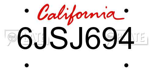 6JSJ694 California License Plate