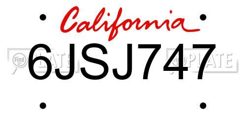 6JSJ747 California License Plate