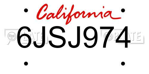 6JSJ974 California License Plate
