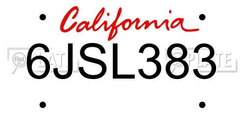 6JSL383 California License Plate