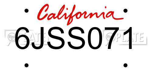 6JSS071 California License Plate