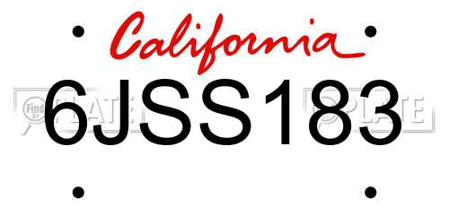 6JSS183 California License Plate