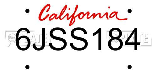 6JSS184 California License Plate