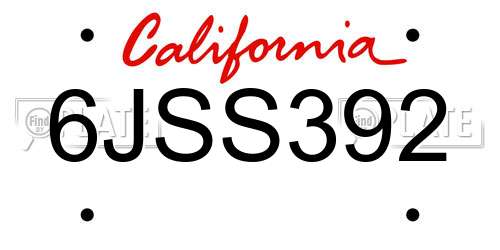 6JSS392 California License Plate