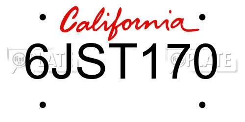 6JST170 California License Plate