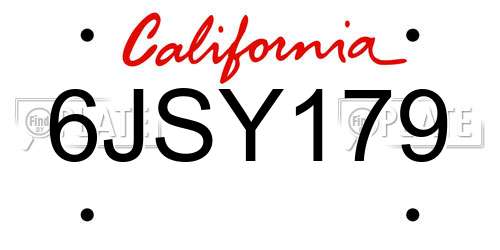 6JSY179 California License Plate