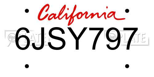 6JSY797 California License Plate