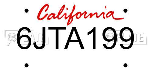 6JTA199 California License Plate