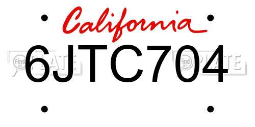 6JTC704 California License Plate