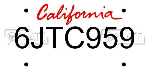 6JTC959 California License Plate