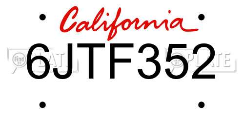 6JTF352 California License Plate