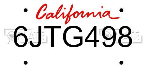 6JTG498 California License Plate