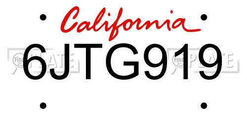 6JTG919 California License Plate