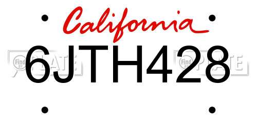 6JTH428 California License Plate