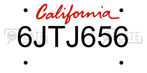 6JTJ656 California License Plate