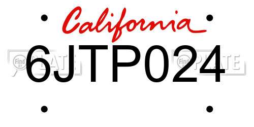 6JTP024 California License Plate