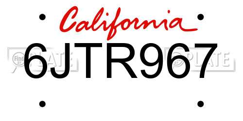 6JTR967 California License Plate