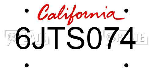 6JTS074 California License Plate