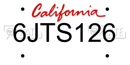 6JTS126 California License Plate