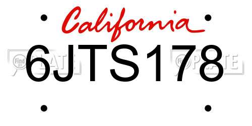 6JTS178 California License Plate