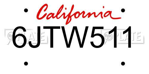 6JTW511 California License Plate