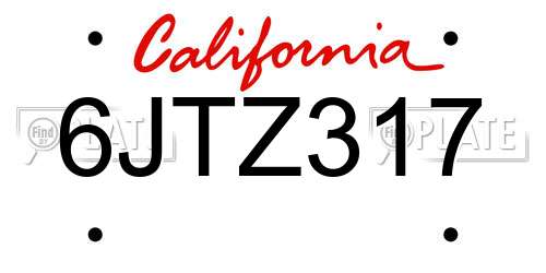 6JTZ317 California License Plate