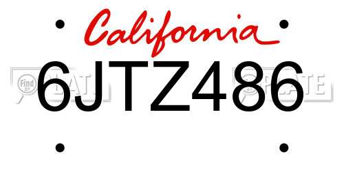 6JTZ486 California License Plate