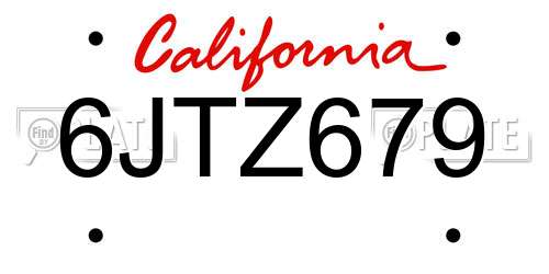 6JTZ679 California License Plate