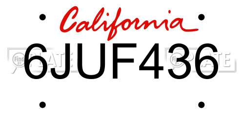 6JUF436 California License Plate