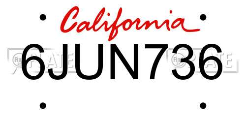 6JUN736 California License Plate