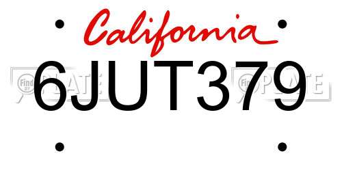 6JUT379 California License Plate
