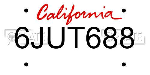 6JUT688 California License Plate