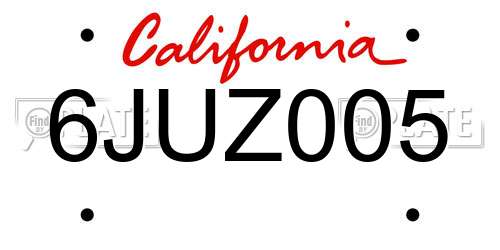 6JUZ005 California License Plate