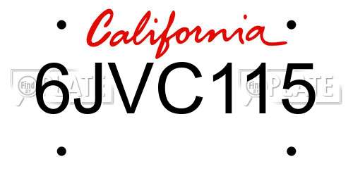 6JVC115 California License Plate