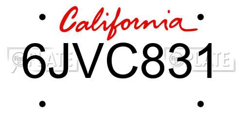6JVC831 California License Plate