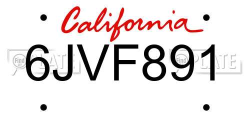 6JVF891 California License Plate