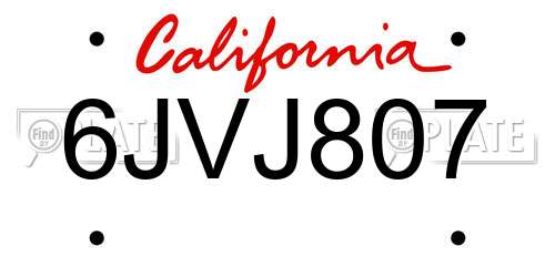 6JVJ807 California License Plate