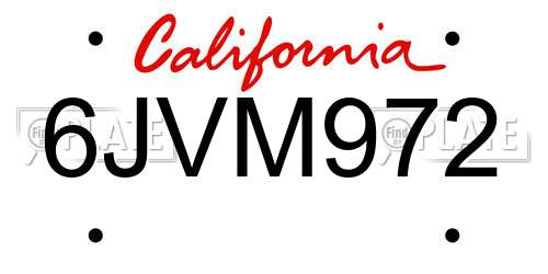 6JVM972 California License Plate