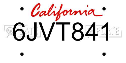 6JVT841 California License Plate