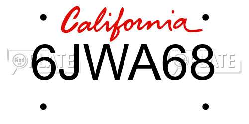 6JWA68 California License Plate