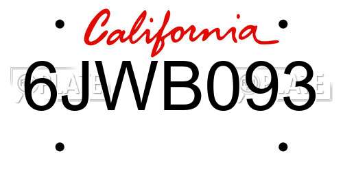 6JWB093 California License Plate