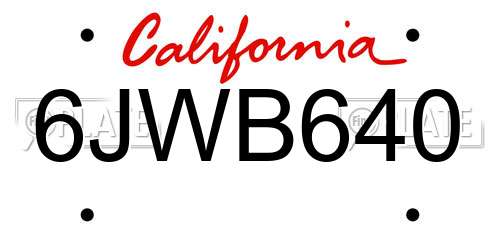 6JWB640 California License Plate