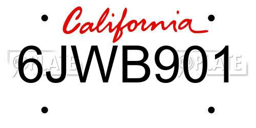 6JWB901 California License Plate