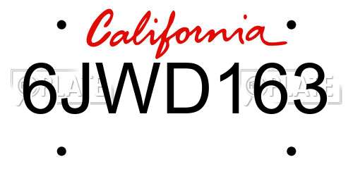 6JWD163 California License Plate