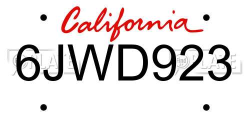 6JWD923 California License Plate