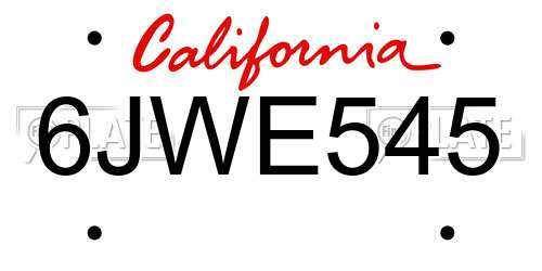6JWE545 California License Plate
