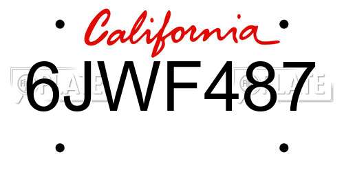 6JWF487 California License Plate