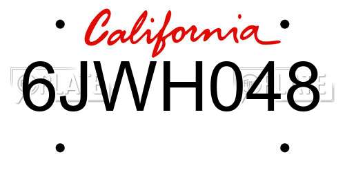 6JWH048 California License Plate