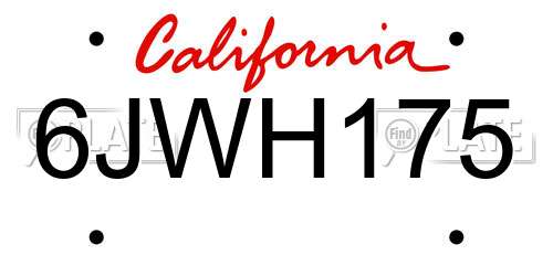 6JWH175 California License Plate